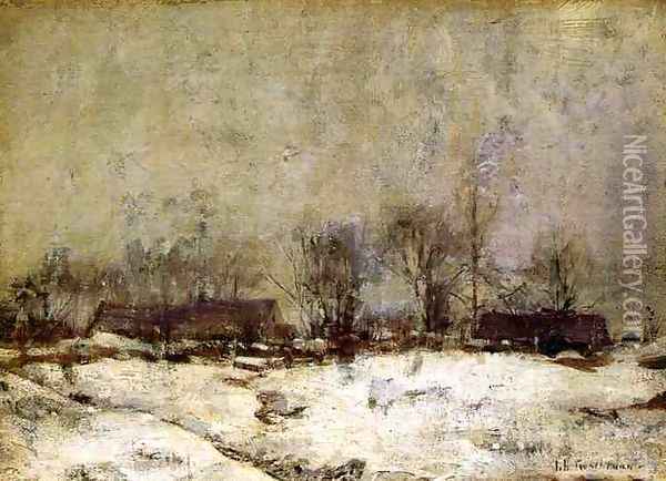 Winter Landscape Cincinnati Oil Painting - John Henry Twachtman