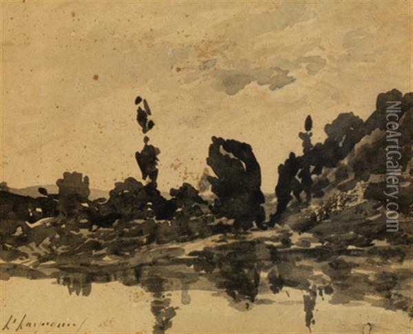 Paysage Au Lac Oil Painting - Henri-Joseph Harpignies