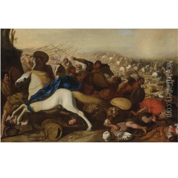 Cavalry Battle Oil Painting - Aniello Falcone