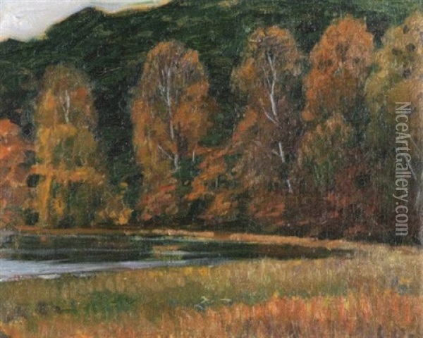 Seeufer Im Herbstlaub Oil Painting - Franz Hecker