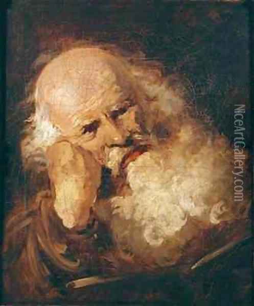 Head of an Old Man 2 Oil Painting - Jean-Honore Fragonard