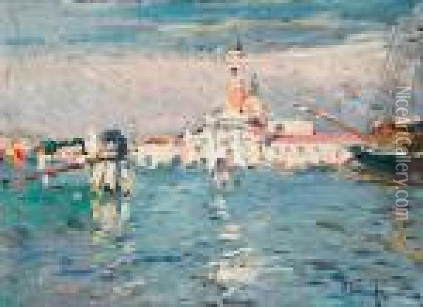 Puerto De Venecia, La Aduana Oil Painting - Eliseu Meifren i Roig