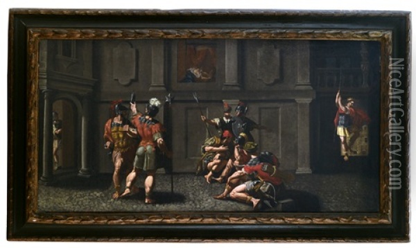 Scena Storica Con Soldati In Un Interno Oil Painting - Claude Deruet