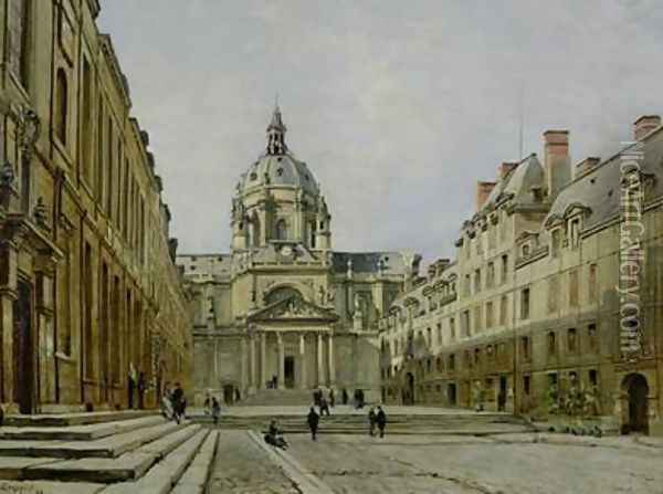 The Courtyard of the Old Sorbonne Oil Painting - Emmanuel Lansyer