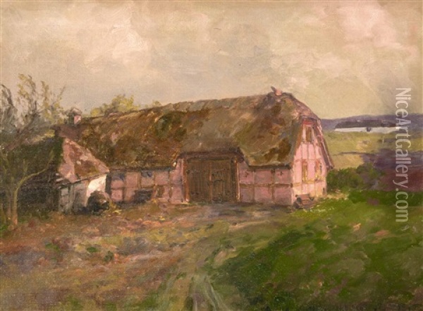 Bauernhaus Im Abendlicht Oil Painting - Peder Jacob Marius Knudsen