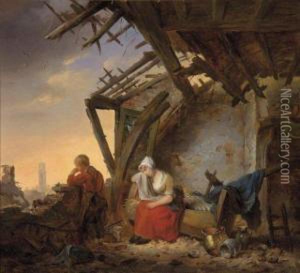 La Cannonade D'anvers Oil Painting - Jacobus Jacobs