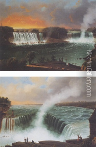 View Of Niagara Falls Oil Painting - Nicolino V. Calyo