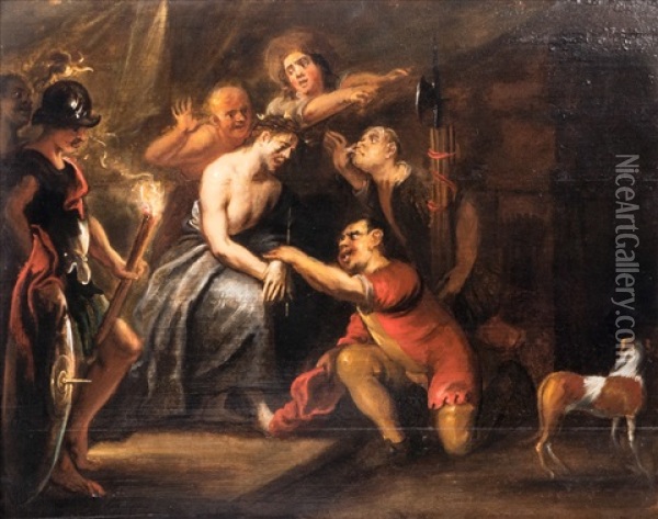 The Mockery Of Christ Oil Painting - David Ryckaert III