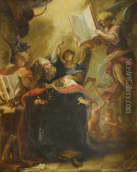 Vision De San Agustin Oil Painting - Andres De La Calleja