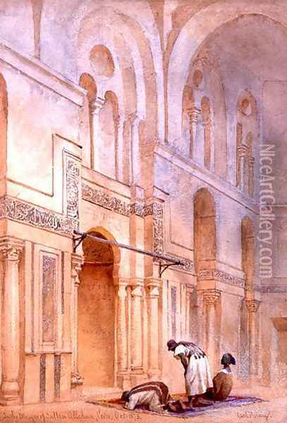 In the Mosque of Sultan Allahoon Cairo Oil Painting - Carl Haag