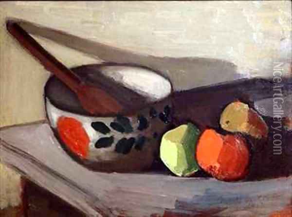 Bowl Spoon and Apples Oil Painting - Mark Gertler
