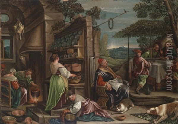 Das Gastmahl Zu Emmaus Oil Painting - Jacopo dal Ponte Bassano