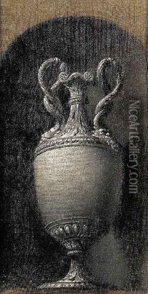 Study of a classical urn in a stone niche Oil Painting - Josepf Wright Of Derby