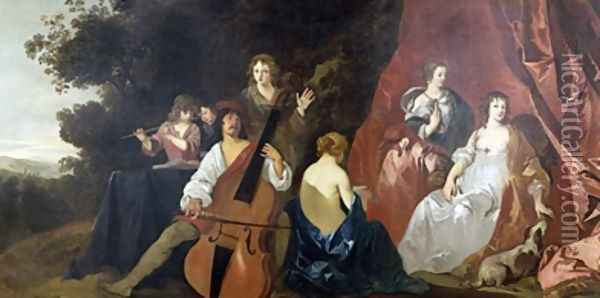 The Concert Lely and his Family Oil Painting - Sir Peter Lely
