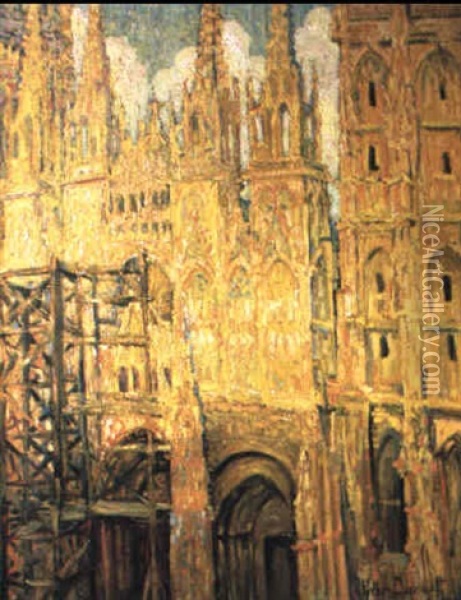 Cathedrale Facade Oil Painting - Pierre Dumont