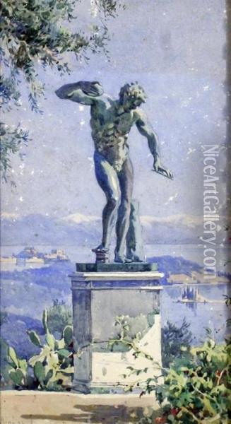 Statue Overlooking The Coast Oil Painting - Angelos Giallina
