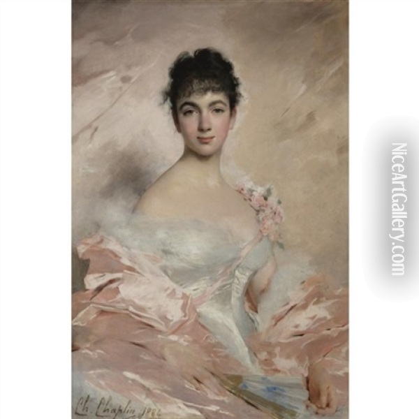 Portrait De La Femme Oil Painting - Charles Joshua Chaplin