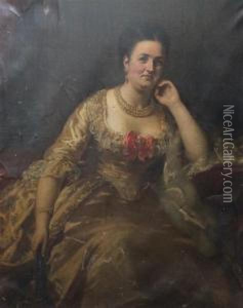 Portrait Of Frances, Duchess Of Marlborough And Marchoness Ofblandford Oil Painting - Daniel Macnee