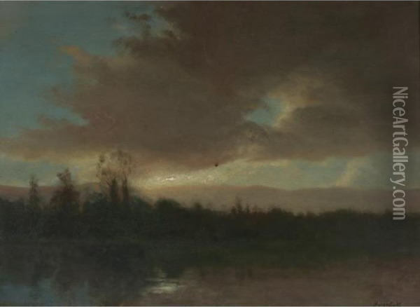 Evening Sky Oil Painting - Albert Bierstadt