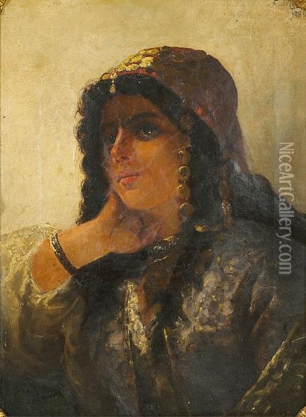 An Exotic Beauty Oil Painting - Leopold Carl Muller