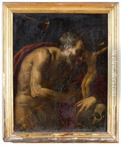 San Gerolamo Adora La Croce Oil Painting - Flaminio Torri