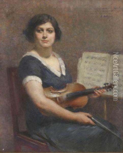 La Violinista Oil Painting - Albert Emile Artigue