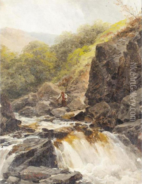 The Waterfall Oil Painting - James Burrell-Smith
