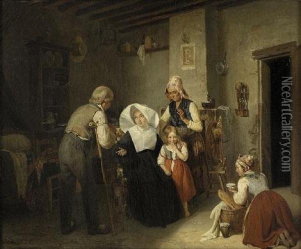 The Visit Oil Painting - Pierre Duval-Lecamus