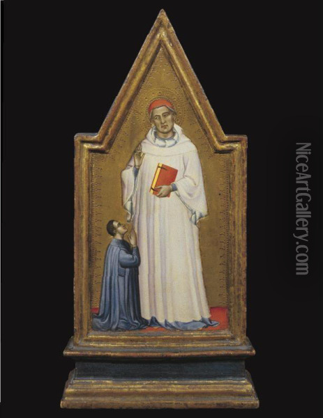Saint Ivo With A Kneeling Supplicant Oil Painting - Master Of The Rinuccini Chapel