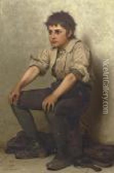 Thinking It Over Oil Painting - John George Brown