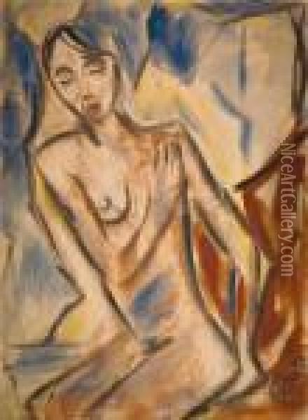 Sitzender Weiblicher Akt Oil Painting - Christian Rohlfs