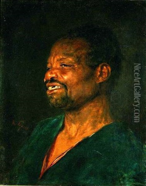 Bildnis Eines Orientalen Vor Dunklem Hintergrund Oil Painting - Nikolaus Gysis