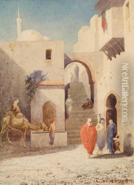 (scene De Rue En Egypte) Oil Painting - Auguste Bouchet