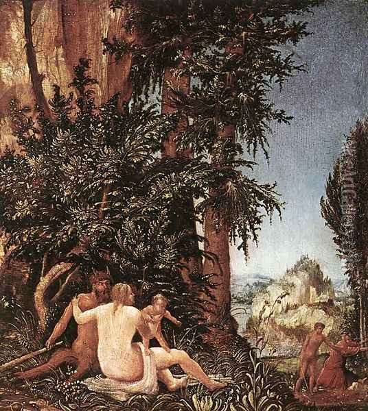 Landscape with Satyr Family 1507 Oil Painting - Albrecht Altdorfer