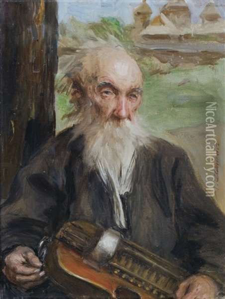 Lyrist Oil Painting - Teodor Axentowicz