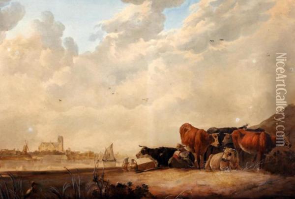 A Dutch Landscape With Cattle Oil Painting - Aelbert Cuyp