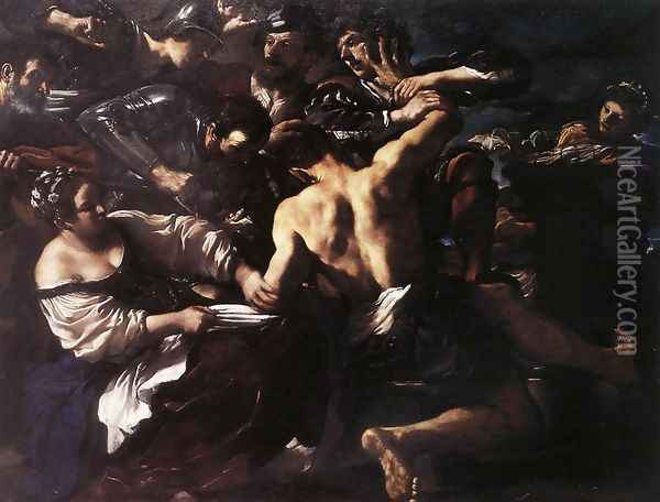 Samson Captured By The Philistines 1619 Oil Painting - Giovanni Francesco Barbieri