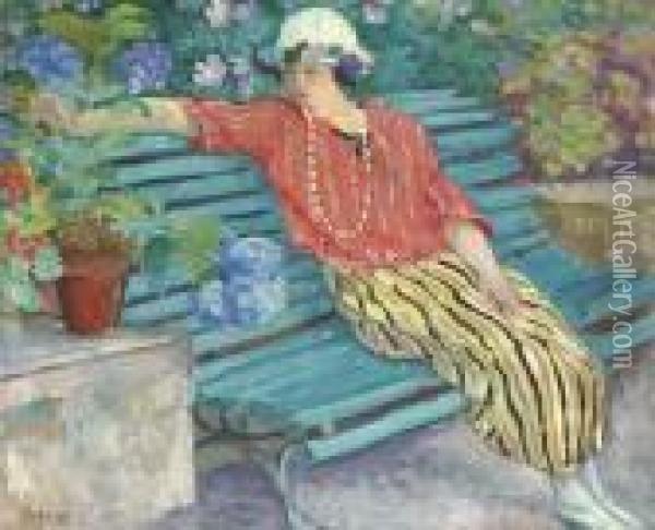 Jeune Femme Aux Hortensias Oil Painting - Henri Lebasque