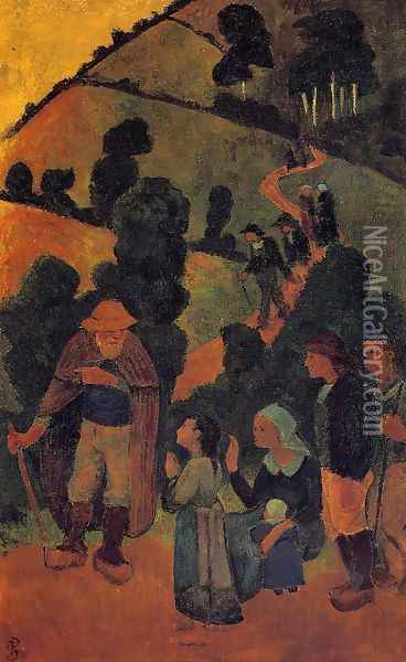 Bretons on a Path Oil Painting - Paul Serusier