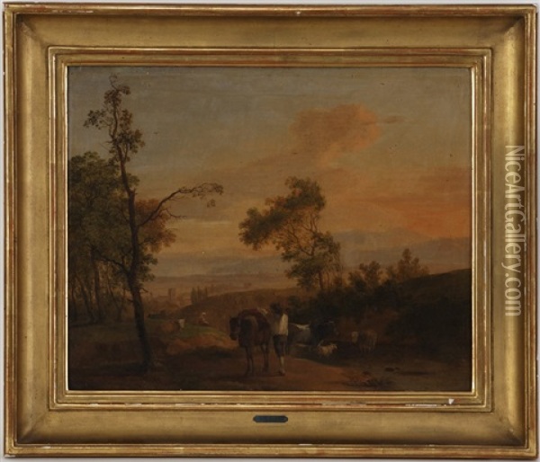 Scene Paysanne Dans Un Paysage Oil Painting - Jean Voltaire Huber