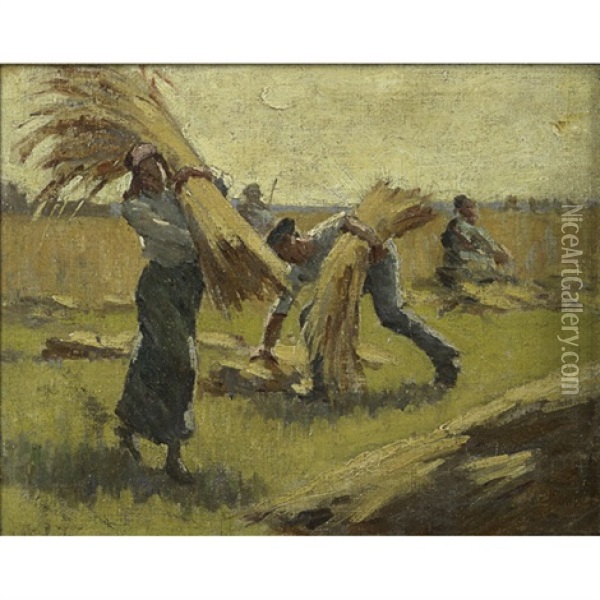 Brittany Harvest Oil Painting - Elmer Boyd Smith