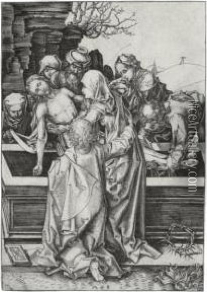 The Entombment (b. 18; L., Holl. 28) Oil Painting - Martin Schongauer