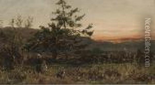 A Country Walk Oil Painting - Benjamin Williams Leader