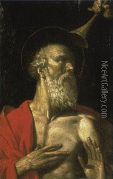 St. Jerome Hearing The Trumpet Of The Last Judgement Oil Painting - Mattia Preti