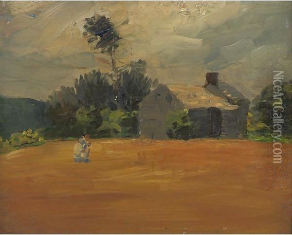 Field And Cottage Oil Painting - George Luks