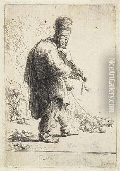 The Blind Fiddler Oil Painting - Rembrandt Van Rijn