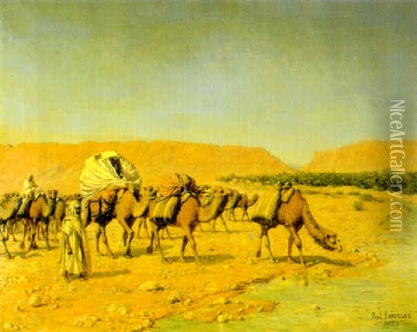 Camel Caravan Oil Painting - Paul Jean Baptiste Lazerges