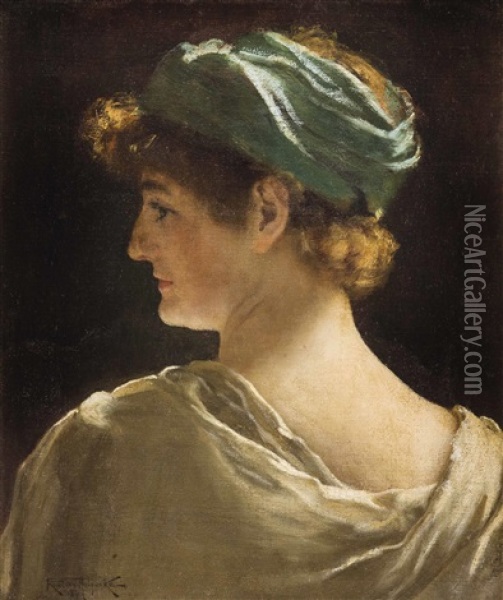 Profilbildnis Einer Dame Oil Painting - Rowland Holyoake