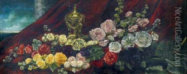 Stilleben Mit Malven Und Rachergefas Oil Painting - Hermione von Preuschen