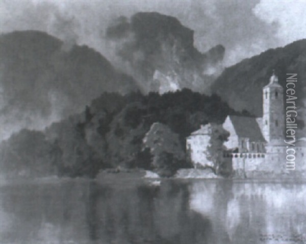 St. Wolfgang. Kirche Am See Oil Painting - Hans Maurus
